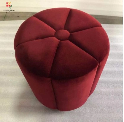 Simple Flower Design Velvet Pouf Round Ottoman