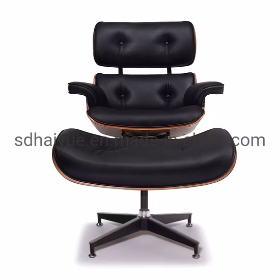 China Factory Made Lounge Chair and Ottoman 100% Real Leather Palisander Plywood