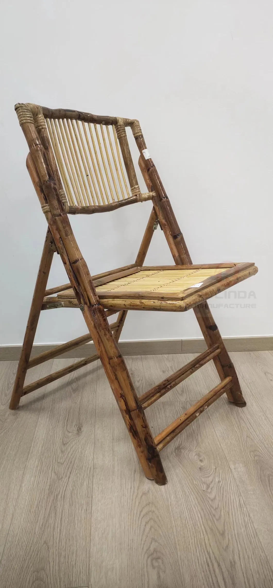 Bamboo Wooden Folding Metal Fix Event Brown Chair for Hotel, Bar